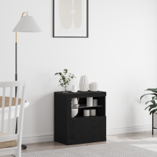 vidaXL LED világítással ellátott komód Fekete Tölgy 60,5x37x67 cm bútor