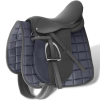 vidaXL Lovaglás Nyereg Készlet 16 "Valódi Bőr Fekete 14 cm 5-az-1- be