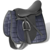 vidaXL Lovaglás Nyereg Készlet 17,5 "Valódi Bőr Fekete 12 cm 5-az-1- be