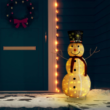 vidaXL Luxusszövet dekoratív LED-es karácsonyi hóemberfigura 120 cm karácsonyi dekoráció