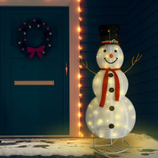vidaXL Luxusszövet dekoratív LED-es karácsonyi hóemberfigura 180 cm karácsonyi dekoráció