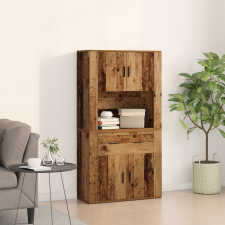 vidaXL Magas öltözködő szekrény Régi fa 80x33x150 cm Mérnöki Fa bútor