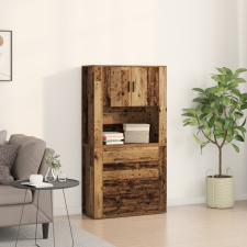 vidaXL Magas szekrény Régi fa 80x33x150 cm Mérnökelt fa bútor