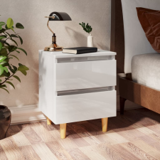 vidaXL magasfényű fehér éjjeliszekrény tömör fenyő lábakkal 40x35x50cm bútor
