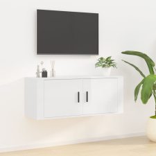 vidaXL magasfényű fehér fali TV-szekrény 100x34,5x40 cm bútor
