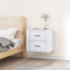 vidaXL magasfényű fehér falra szerelhető éjjeliszekrény 50x36x47 cm bútor
