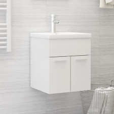 vidaXL magasfényű fehér forgács mosdószekrény beépített mosdókagylóval fürdőszoba bútor