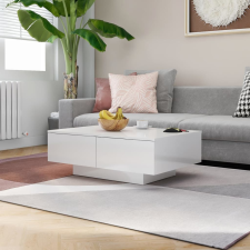 vidaXL Magasfényű fehér forgácslap dohányzóasztal 90 x 60 x 31 cm bútor