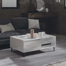 vidaXL Magasfényű fehér forgácslap dohányzóasztal 90 x 60 x 35 cm bútor