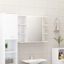 vidaXL magasfényű fehér forgácslap fürdőszobai tükör 80 x 20,5 x 64 cm fürdőszoba bútor