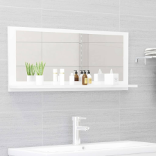 vidaXL magasfényű fehér forgácslap fürdőszobai tükör 90x10,5x37 cm fürdőszoba bútor