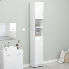 vidaXL magasfényű fehér forgácslap fürdőszobaszekrény 32x25,5x190 cm fürdőszoba bútor