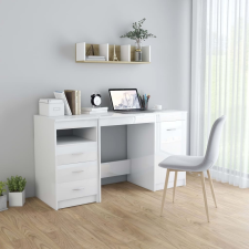 vidaXL magasfényű fehér forgácslap íróasztal 140 x 50 x 76 cm íróasztal