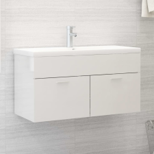 vidaXL magasfényű fehér forgácslap mosdószekrény 90 x 38,5 x 46 cm fürdőszoba bútor