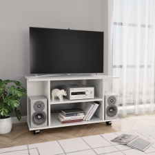 vidaXL magasfényű fehér forgácslap TV-szekrény görgőkkel 80x40x40 cm bútor
