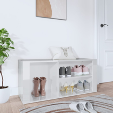 vidaXL magasfényű fehér szerelt fa cipőszekrény 100x35x45 cm bútor
