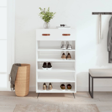 vidaXL magasfényű fehér szerelt fa cipőszekrény 60 x 35 x 105 cm bútor
