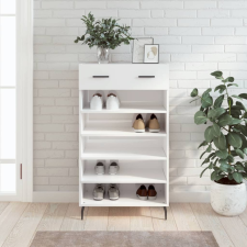 vidaXL magasfényű fehér szerelt fa cipőszekrény 60 x 35 x 105 cm bútor