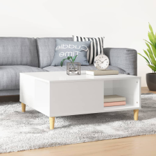 vidaXL magasfényű fehér szerelt fa dohányzóasztal 80x80x36,5 cm bútor