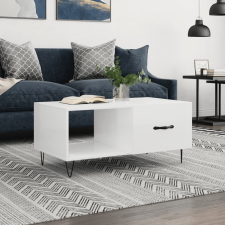 vidaXL magasfényű fehér szerelt fa dohányzóasztal 90 x 50 x 40 cm bútor