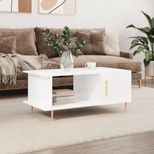 vidaXL magasfényű fehér szerelt fa dohányzóasztal 90 x 50 x 40 cm bútor