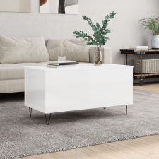 vidaXL Magasfényű fehér szerelt fa dohányzóasztal 90x44,5x45 cm bútor