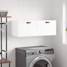 vidaXL Magasfényű fehér szerelt fa faliszekrény 100 x 36,5 x 35 cm bútor