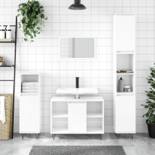 vidaXL magasfényű fehér szerelt fa fürdőszobaszekrény 30 x 30 x 100 cm fürdőszoba bútor