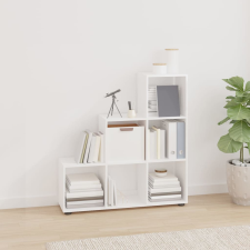 vidaXL magasfényű fehér szerelt fa lépcsős könyvespolc 142 cm bútor