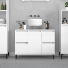 vidaXL magasfényű fehér szerelt fa mosdószekrény 80 x 33 x 60 cm fürdőszoba bútor