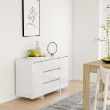 vidaXL magasfényű fehér tálalószekrény 3 fiókkal 120 x 41 x 75 cm bútor