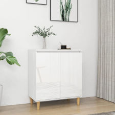 vidaXL magasfényű fehér tálalószekrény tömör falábakkal 60x35x70 cm bútor