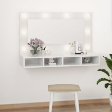 vidaXL magasfényű fehér tükrös szekrény LED-ekkel 90 x 31,5 x 62 cm fürdőszoba bútor