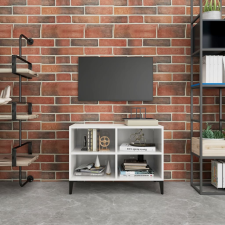 vidaXL Magasfényű fehér tv-szekrény fémlábakkal 69,5 x 30 x 50 cm bútor