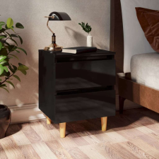 vidaXL magasfényű fekete éjjeliszekrény fenyőfa lábakkal 40x35x50 cm bútor