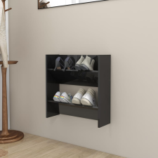 vidaXL magasfényű fekete fali cipősszekrény 60 x 18 x 60 cm bútor