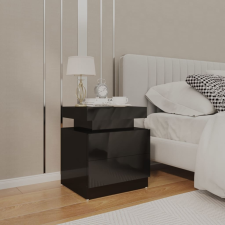 vidaXL magasfényű fekete forgácslap éjjeliszekrény 45 x 35 x 52 cm bútor
