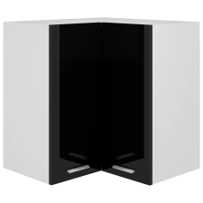 vidaXL magasfényű fekete forgácslap függő sarokszekrény 57x57x60 cm (806396) bútor