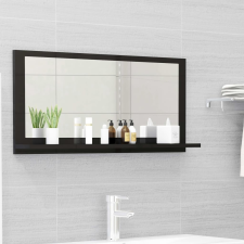 vidaXL magasfényű fekete forgácslap fürdőszobai tükör 80x10,5x37 cm fürdőszoba bútor