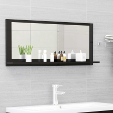 vidaXL magasfényű fekete forgácslap fürdőszobai tükör 90x10,5x37 cm fürdőszoba bútor