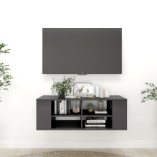 vidaXL magasfényű szürke falra szerelhető TV-szekrény 102 x 35 x 35 cm bútor
