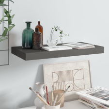 vidaXL Magasfényű szürke MDF fali polc 50 x 23 x 3,8 cm bútor