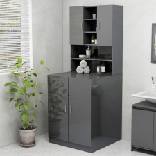 vidaXL magasfényű szürke mosógépszekrény 70,5 x 25,5 x 90 cm fürdőszoba bútor