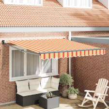 vidaXL Manuális Behúzható Napernyő Narancs és Piros 350x250 cm kerti bútor