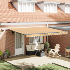 vidaXL Manuálisan behúzható napellenző LED színes csíkokkal 450x300 cm kerti bútor