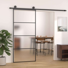 vidaXL matt ESG üveg és alumínium Tolóajtó 90x205cm #fekete nyílászáró