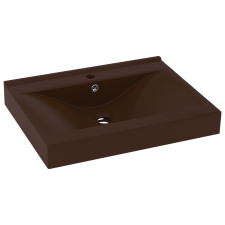 vidaXL matt sötétbarna kerámia luxus mosdó csaptelepfurattal 60x46 cm (147028) szaniter