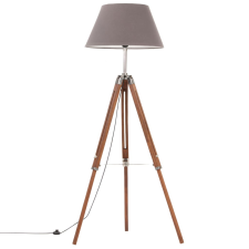 vidaXL mézbarna-szürke háromlábú tömör tíkfa állólámpa 141 cm (288078) világítás