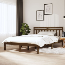 vidaXL mézbarna tömör fa ágykeret 150 x 200 cm (5FT King Size) ágy és ágykellék