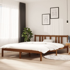 vidaXL mézbarna tömör fa ágykeret 150x200 cm (5FT King Size) ágy és ágykellék